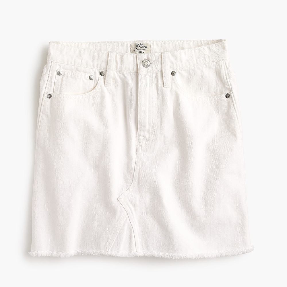 J Crew Raw Hem White Denim Skirt